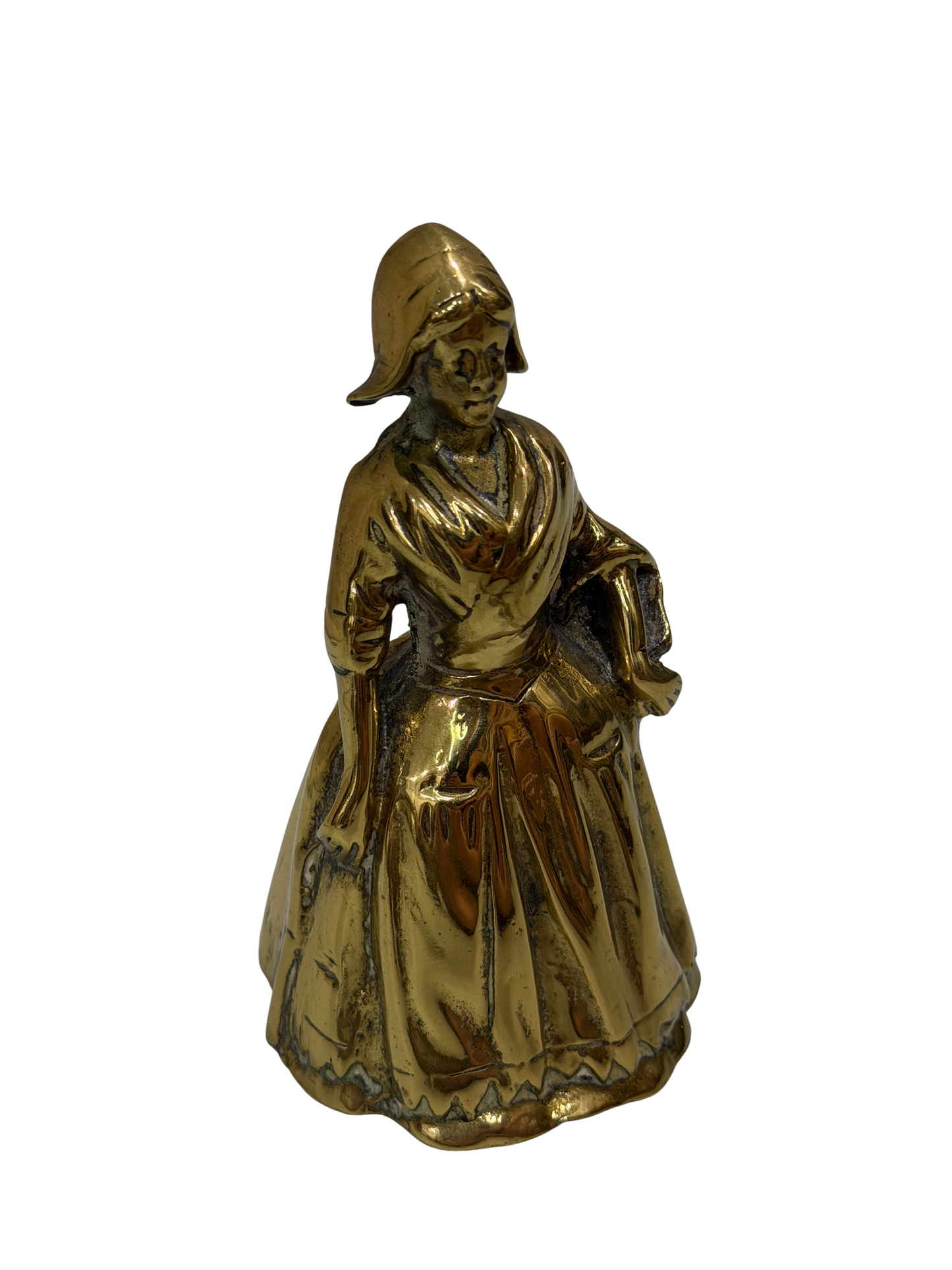 Antique Victorian Solid Brass "Dutch Girl" Table Bell