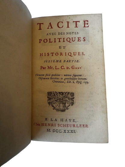 18th Century French Leather Bound Tacite - Annales (7 volumes; partial set)
