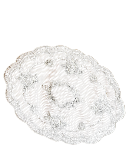 Set of Four Vintage Handmade Lace Doilies with Floral Motifs