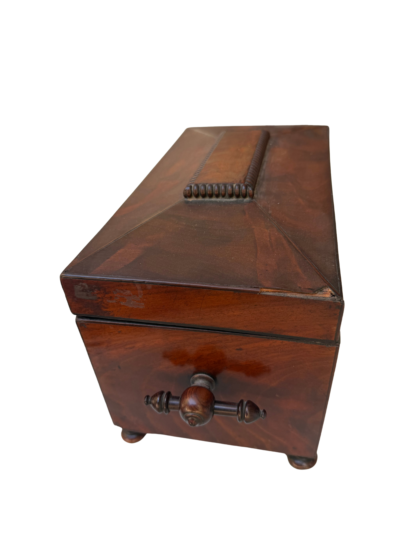 English Regency Mahogany Sarcophagus-Form Sewing and Work Box