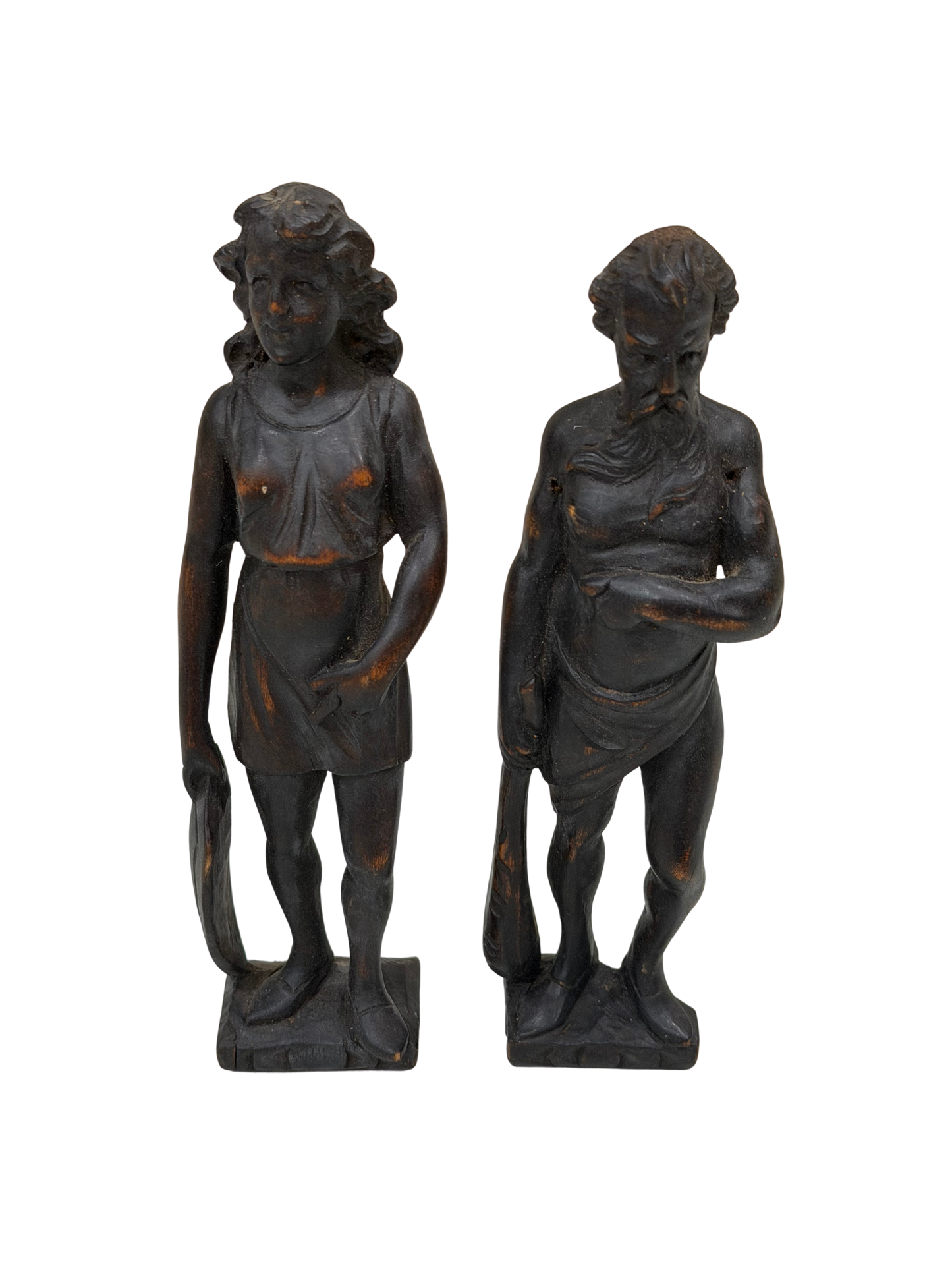 Pair of Antique Grand Tour Style Classical Figural Sculptures (Male &amp; Female)