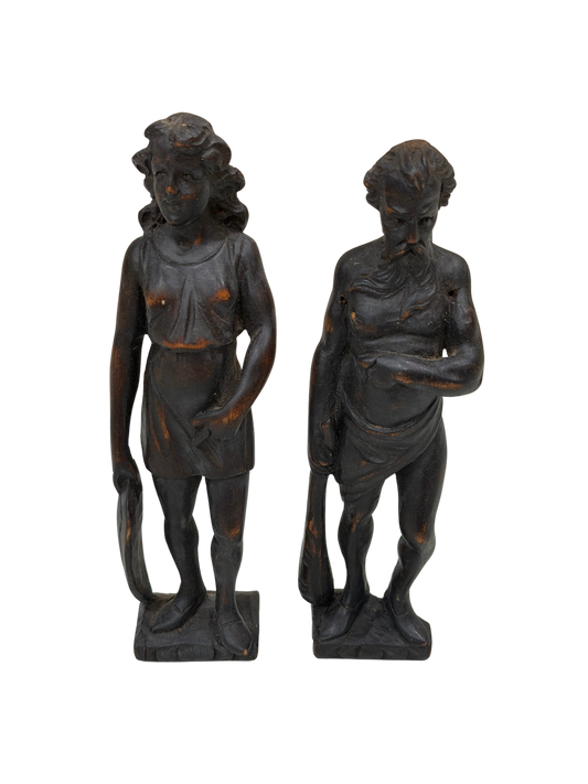 Pair of Antique Grand Tour Style Classical Figural Sculptures (Male &amp; Female)