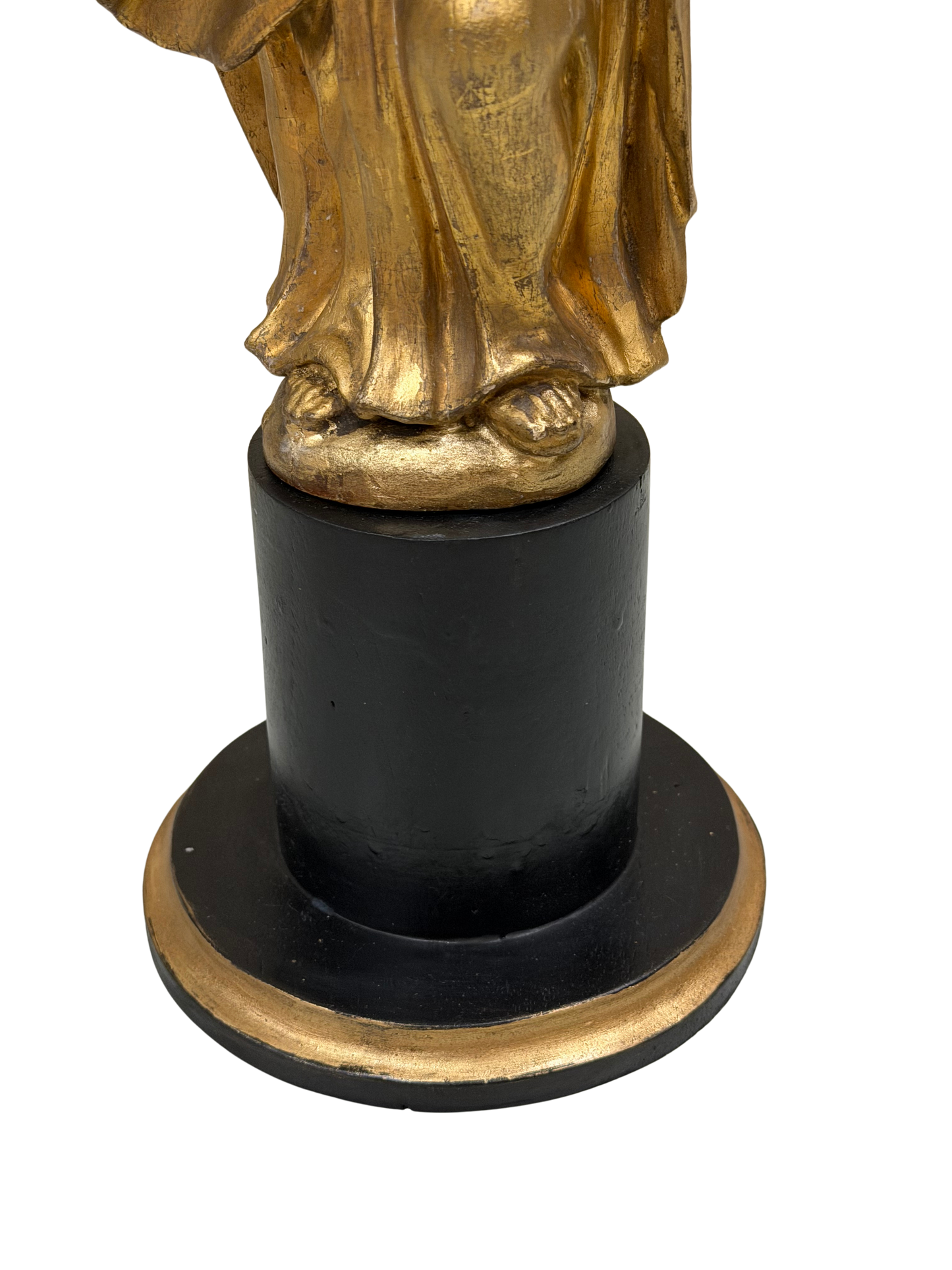 Continental Giltwood Figure of the Madonna Annunciata on Ebonized Pedestal