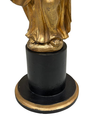 Continental Giltwood Figure of the Madonna Annunciata on Ebonized Pedestal