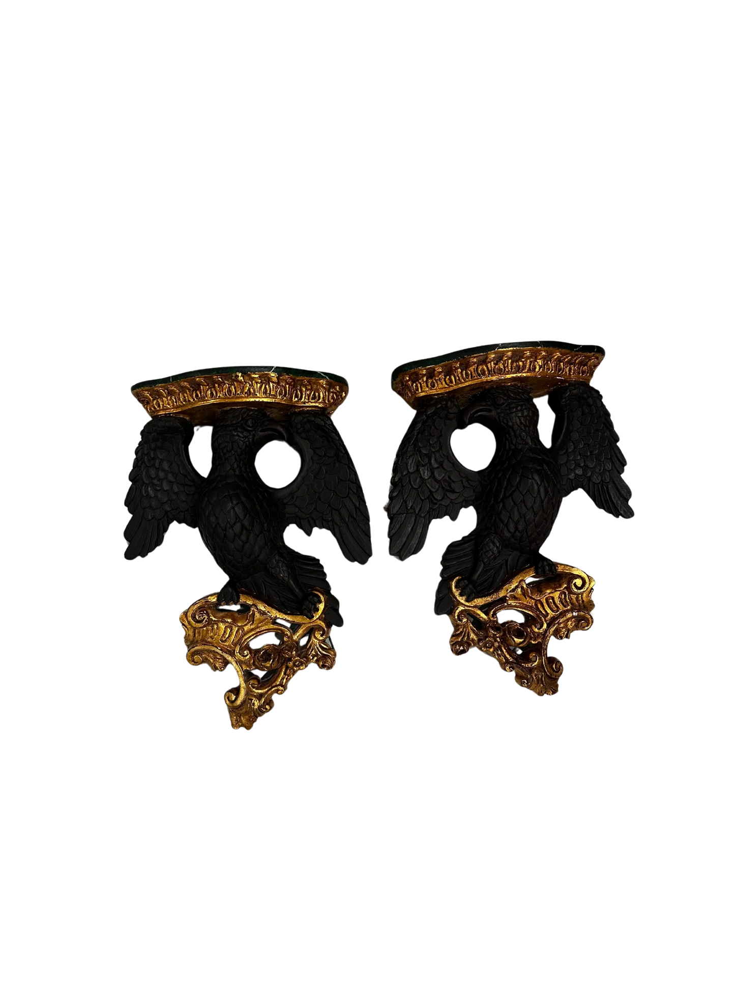 Pair of Georgian Style Parcel-Gilt Eagle Wall Brackets