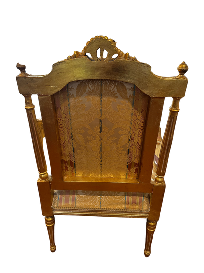 Two Fine French Louis XVI Style Silk-Upholstered Armchairs