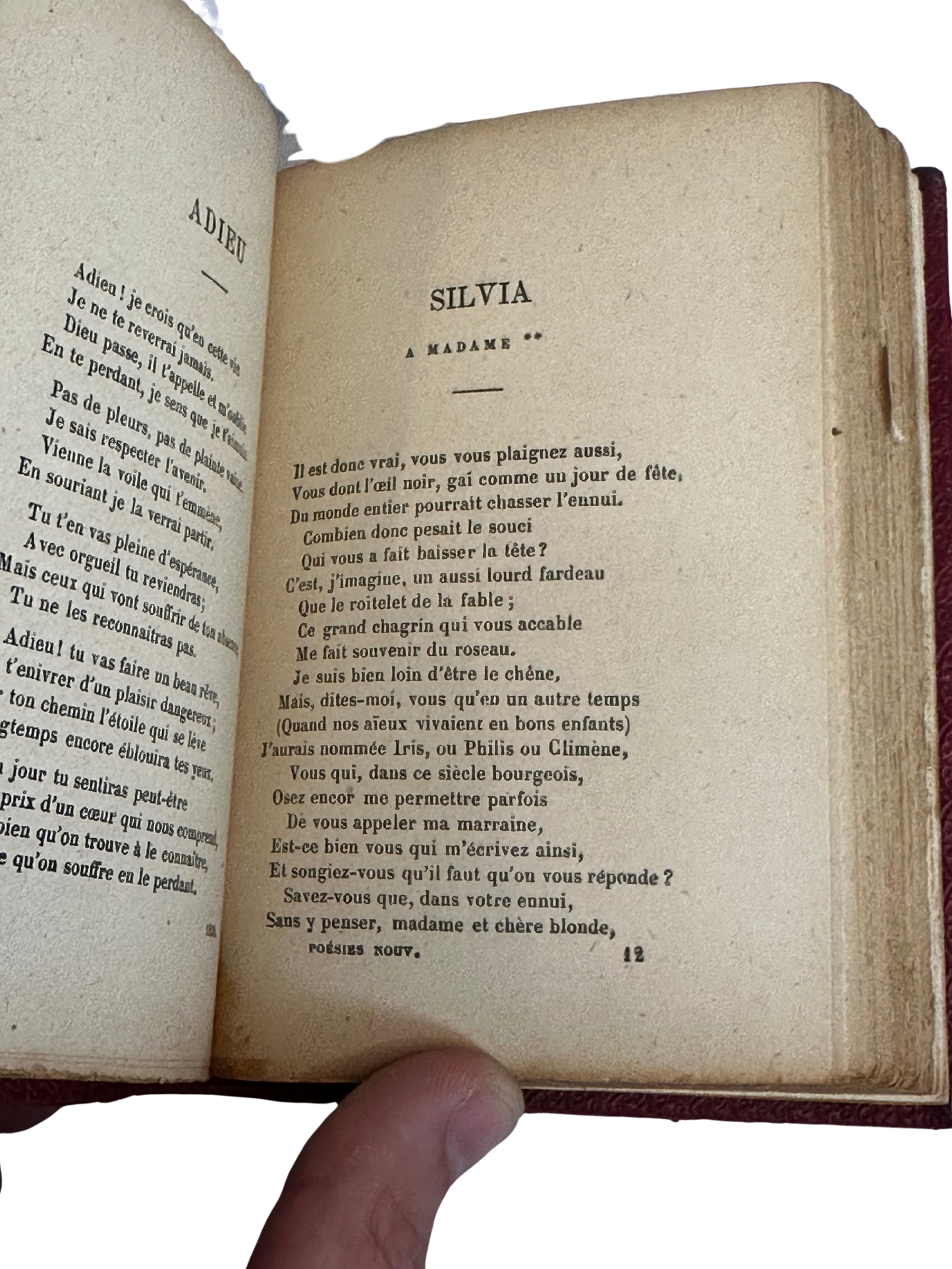 Antique French Red Leather Miniature Poetry Volume — Poésies Nouvelles (1836–1852) by Alfred de Musset, 1905
