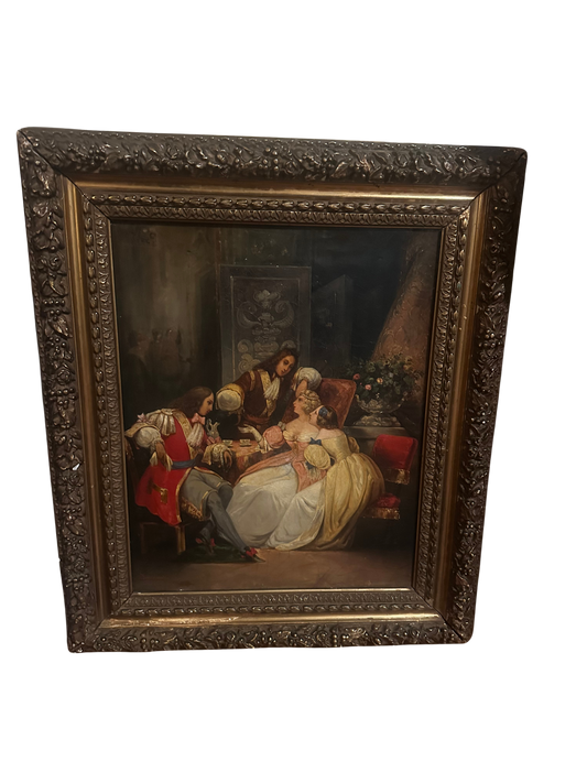 19th Century French Genre Painting, “Conversation du Temps de Louis XIV,” Attributed to François Levasseur
