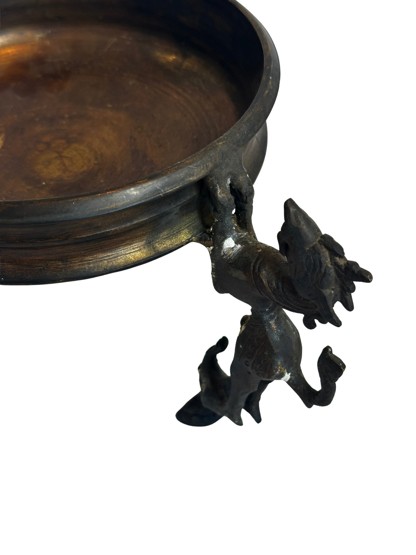 Antique Bronze Mythological Creature Tripod Bowl / Vide-Poche