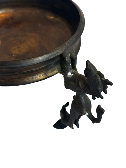 Antique Bronze Mythological Creature Tripod Bowl / Vide-Poche