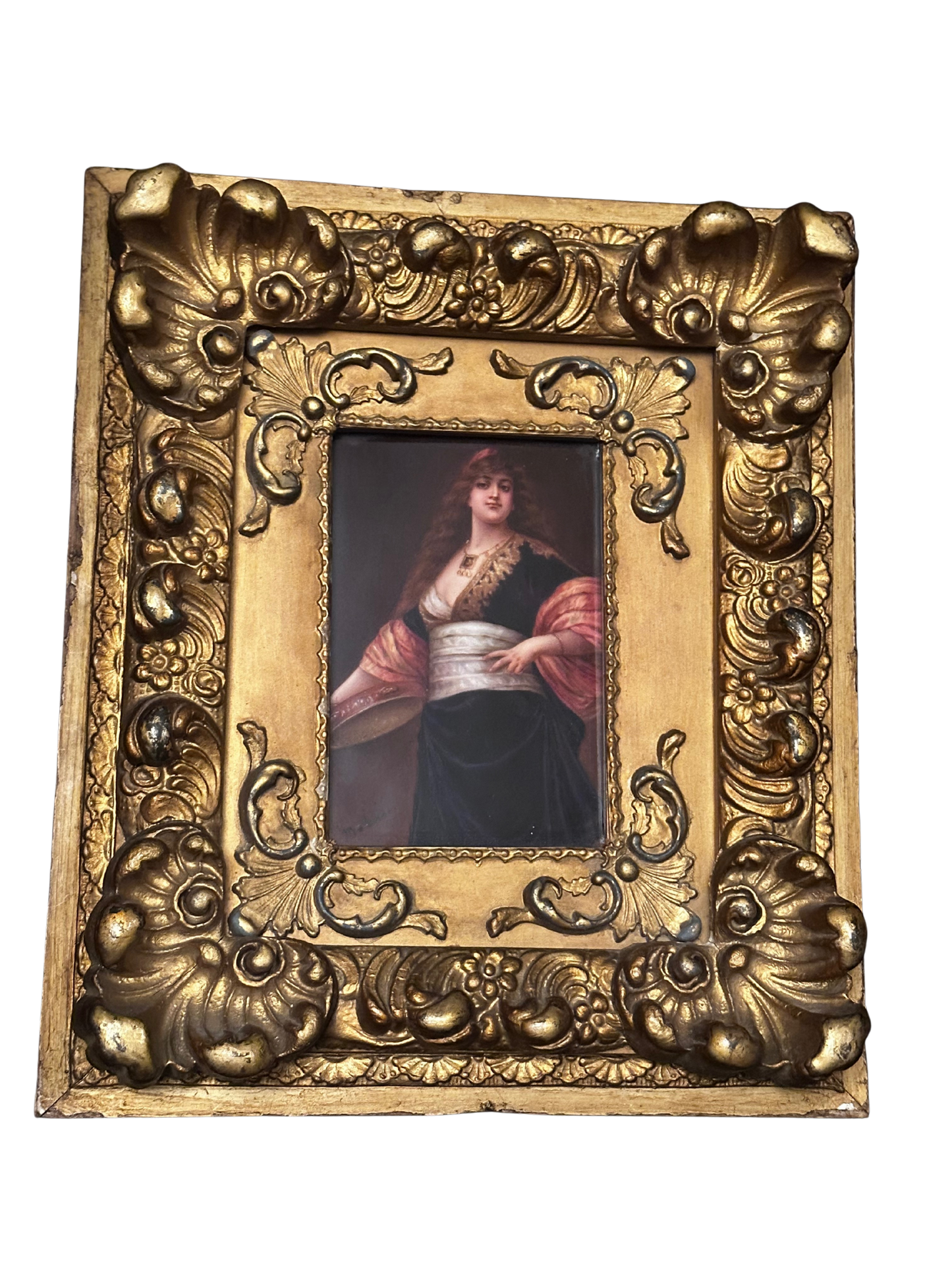 19th C Gebruder Heubach Painted Porcelain Portrait - "Daughter of the Caliph" after Thumann