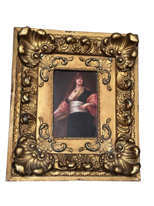 19th C Gebruder Heubach Painted Porcelain Portrait - "Daughter of the Caliph" after Thumann