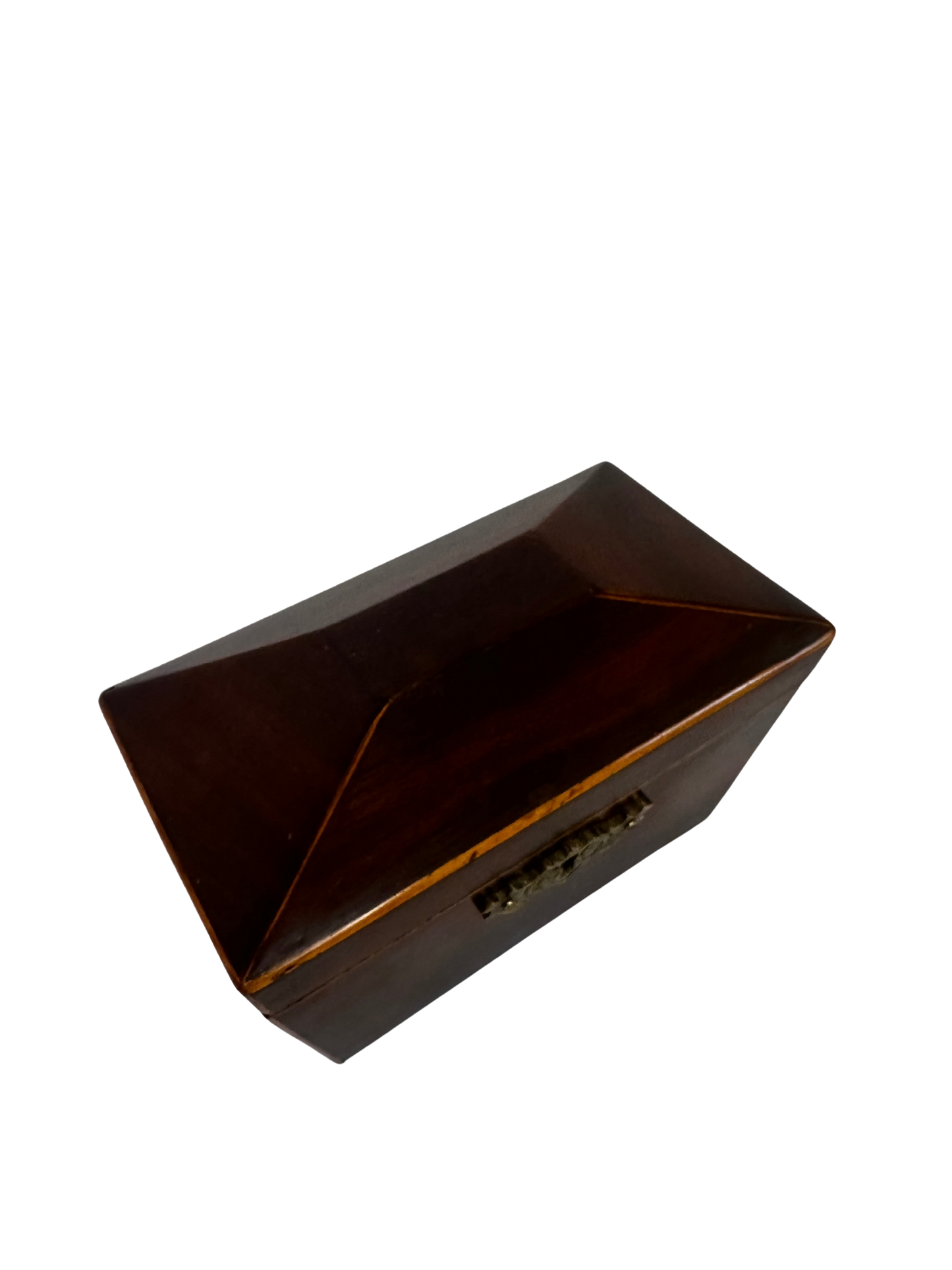Antique English Regency Wooden Tea Caddy with Dual Interior Compartments