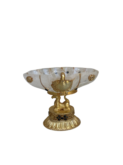 Himalayan-Influenced Rock Crystal and Gilt Metal Tazza / Decorative Compote