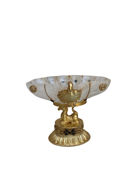 Himalayan-Influenced Rock Crystal and Gilt Metal Tazza / Decorative Compote