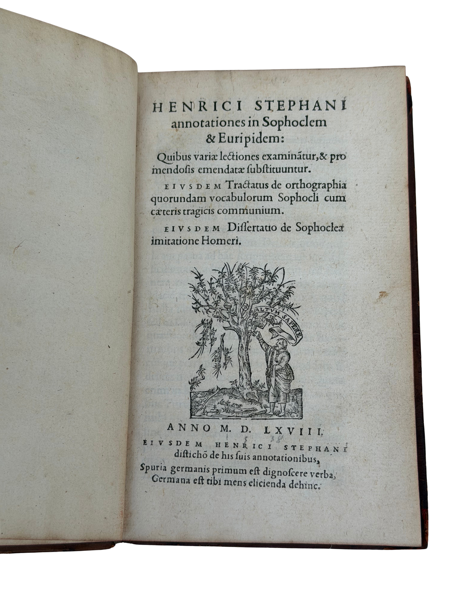 Rare 1568 Henri Estienne Annotationes in Sophoclem & Euripidem, Geneva — 16th-Century Classical Scholarship in Gilt Calf