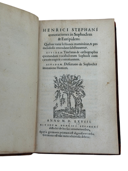 Rare 1568 Henri Estienne Annotationes in Sophoclem & Euripidem, Geneva — 16th-Century Classical Scholarship in Gilt Calf
