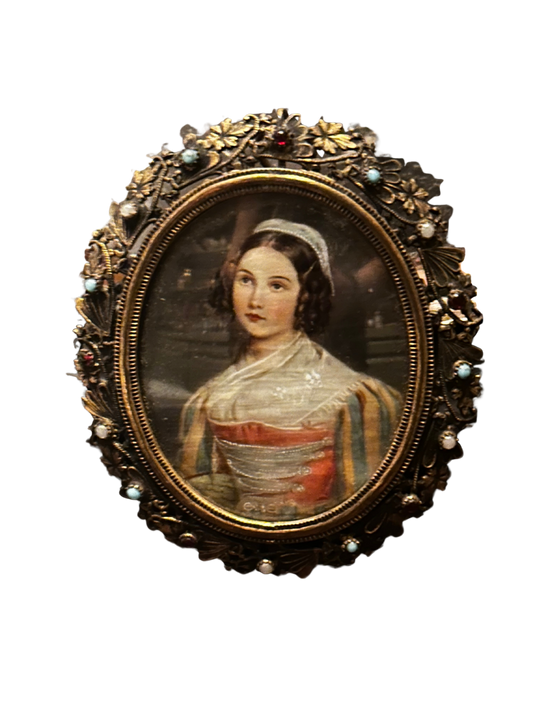 Continental School (19th C) Signed Portrait of German Beauty Helene Kreszenz Sedlmayr (1813-1898)