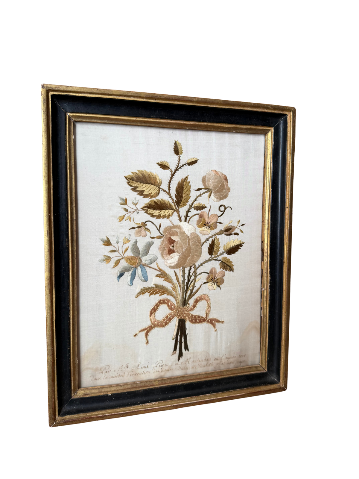 1818 French Schoolgirl Silk Embroidery by Aimé Prux, Montauban – Maison d’Éducation of Dames Dubois and Elisabeth