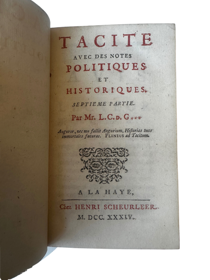 18th Century French Leather Bound Tacite - Annales (7 volumes; partial set)
