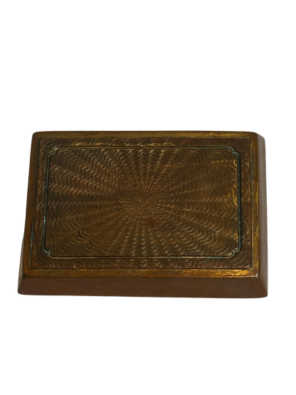 Antique Enamel Matchbox Holder with Companion Miniature Enamel Ashtray (Two-Piece Set)