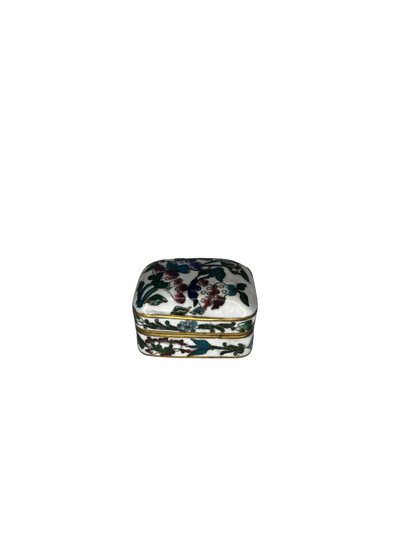 Antique Cloisonné Enamel Trinket Box with Floral Motifs