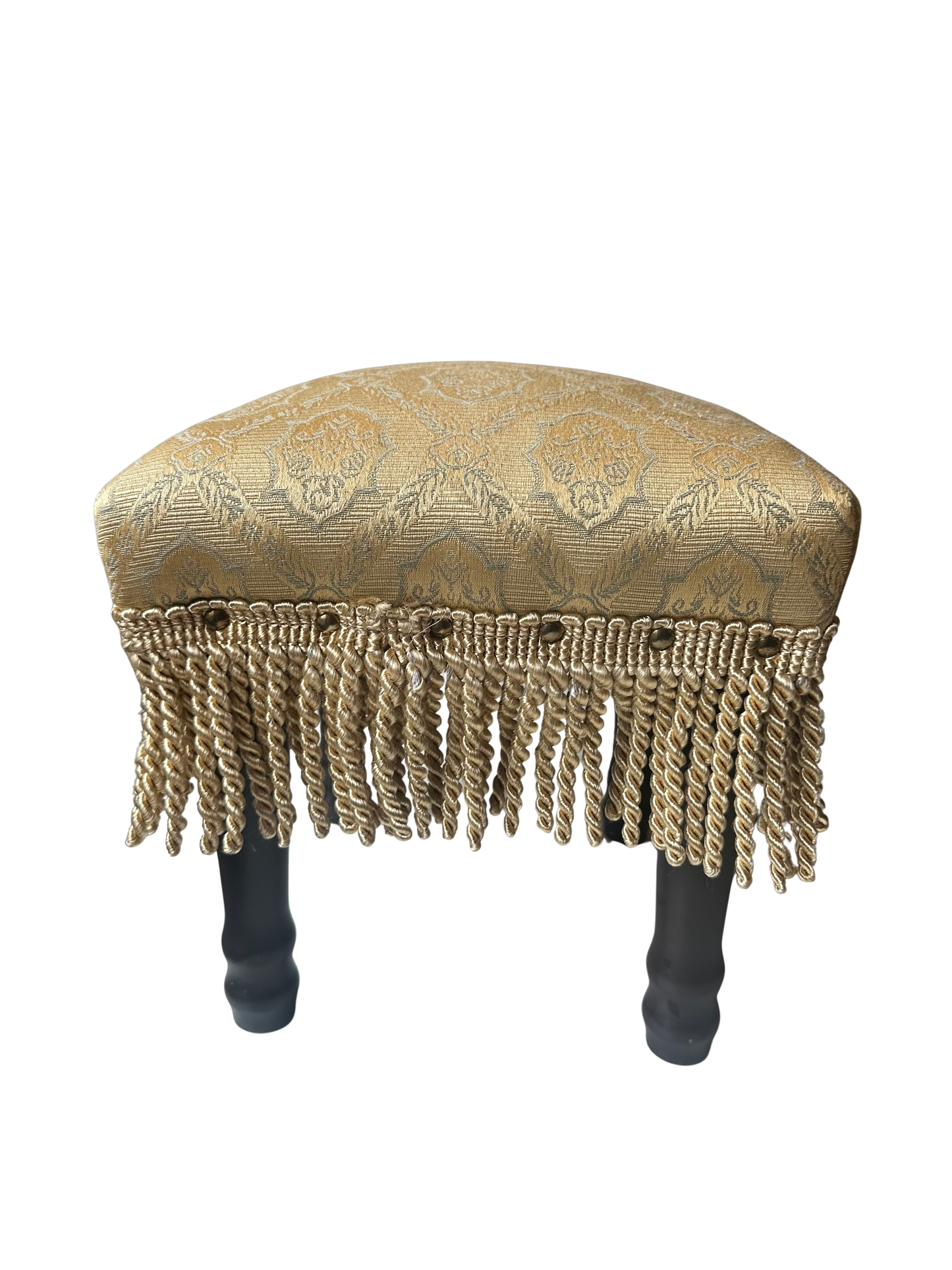 Vintage Upholstered Fringe Footstool