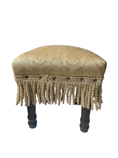 Vintage Upholstered Fringe Footstool