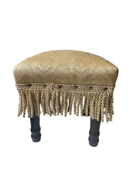 Vintage Upholstered Fringe Footstool