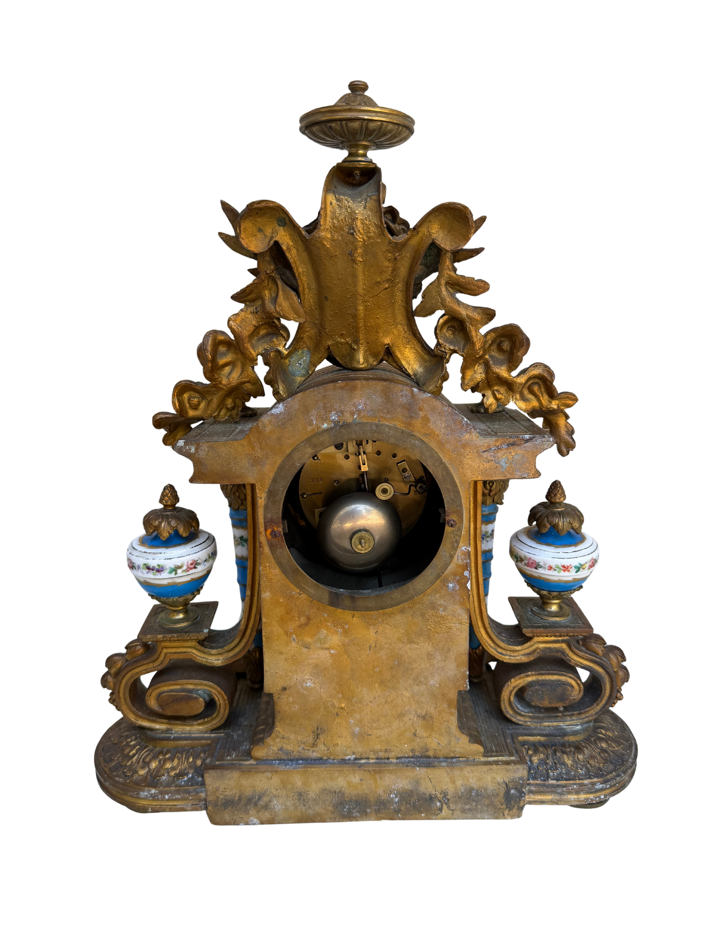 French Louis XVI Style Japy Frères Porcelain and Gilt Bronze Mantel Clock