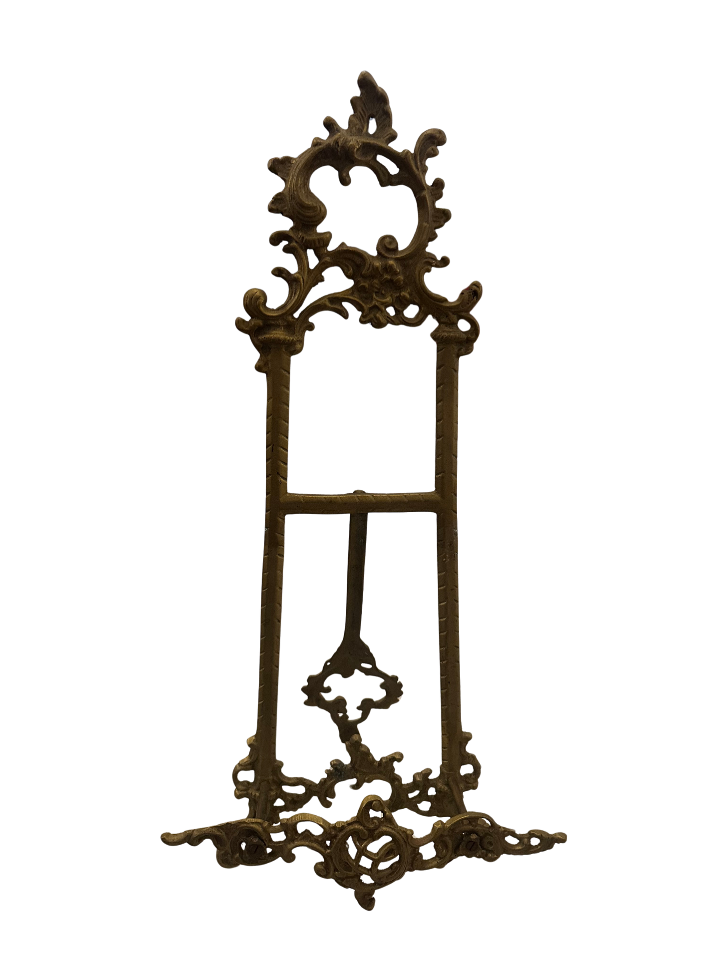 Large Victorian Rococo Revival Brass Display Easel