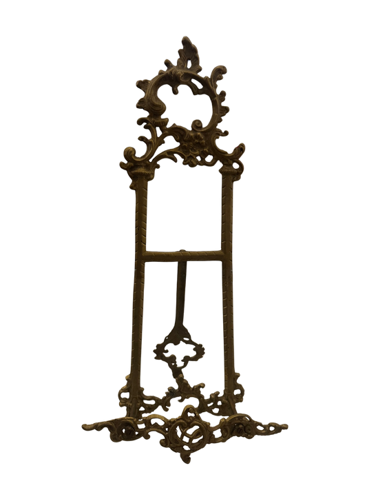Large Victorian Rococo Revival Brass Display Easel
