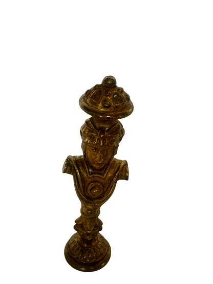 19th-Century Gilt Bronze Figural Wax Seal with Soldier Bust and Monogram