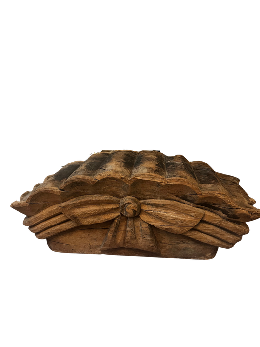 Monumental Hand-Carved Architectural Fragment with Ribbon Crest Motif