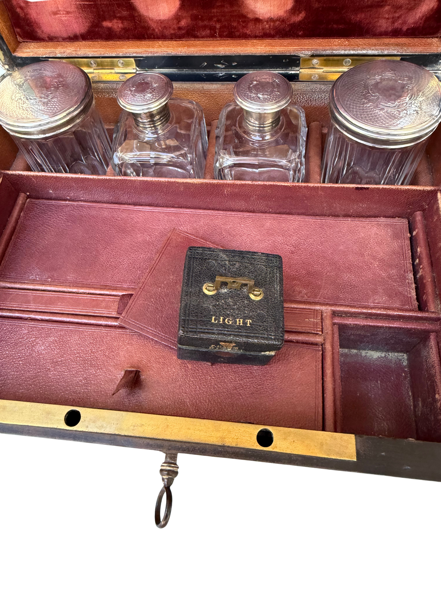 Napoleon III French Boulle-Style Fitted Dressing Case with Minerva Silver Appointments and Monogrammed Cartouche