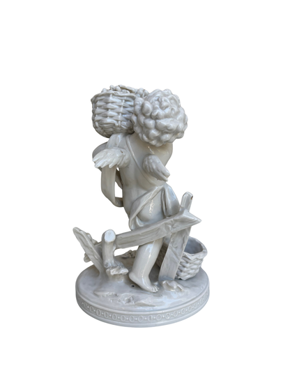 Attributed  Aelteste Volkstedter Porzellanmanufaktur Blanc de Chine Putto Harvest Figure