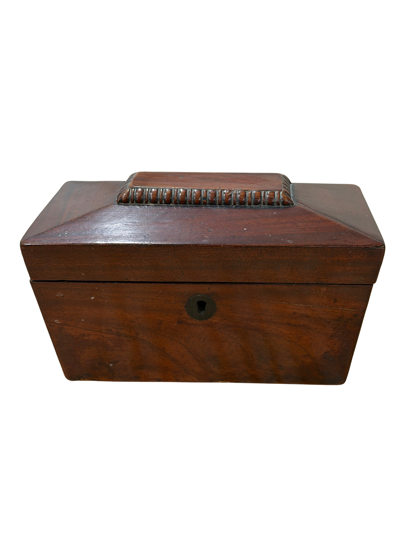 Antique Georgian-Style Mahogany Tea Caddy with Twin Compartments
