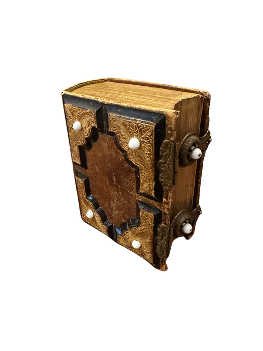 Victorian Leather-Bound Photographic Album with Gilt Decoration and Brass Clasps