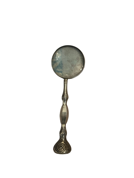 Victorian Silverplate Magnifying Glass with Repoussé Nautilus Shell Handle