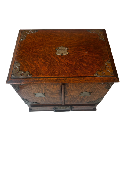 Antique English Oak Writing Compendium Box with Drawers and Presentation Plaque (1913)