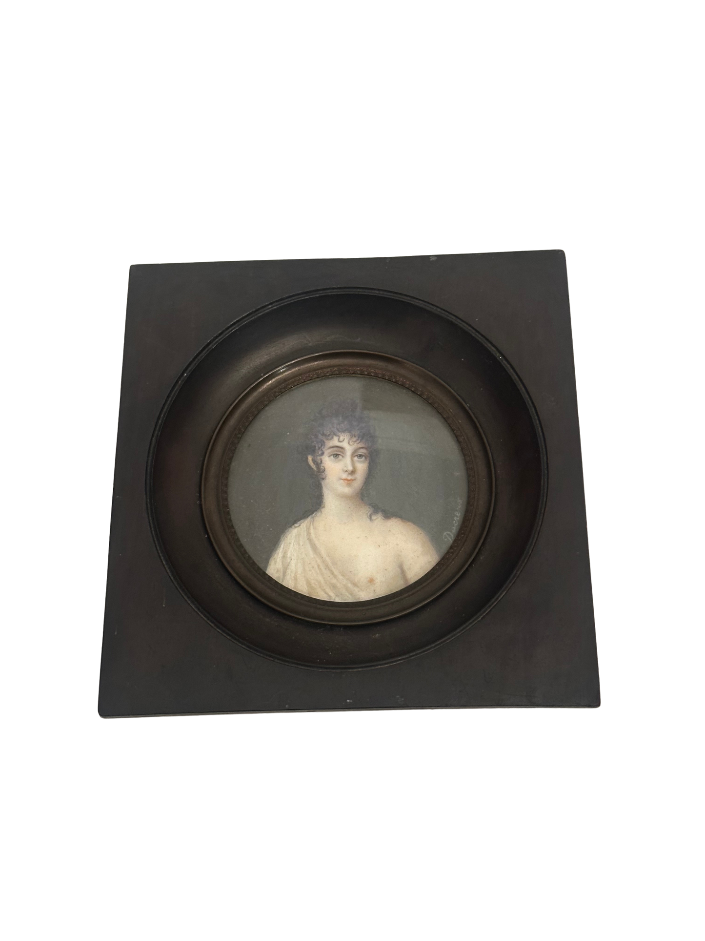 French Portrait Miniature, Signed “Ducreux,” After Joseph Ducreux, Early 19th Century
