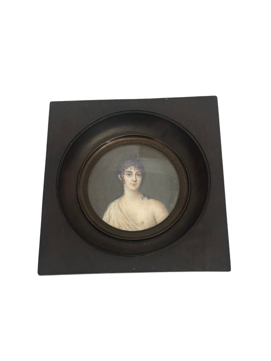French Portrait Miniature, Signed “Ducreux,” After Joseph Ducreux, Early 19th Century