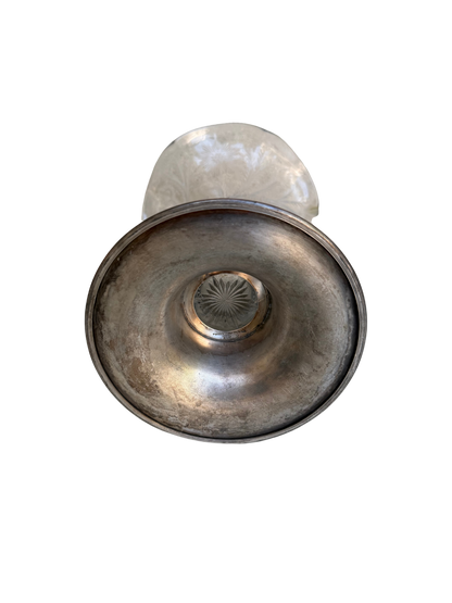 Antique Forbes Silver Co. Silverplate & Etched Glass Trumpet Vase, Circa 1895–1915