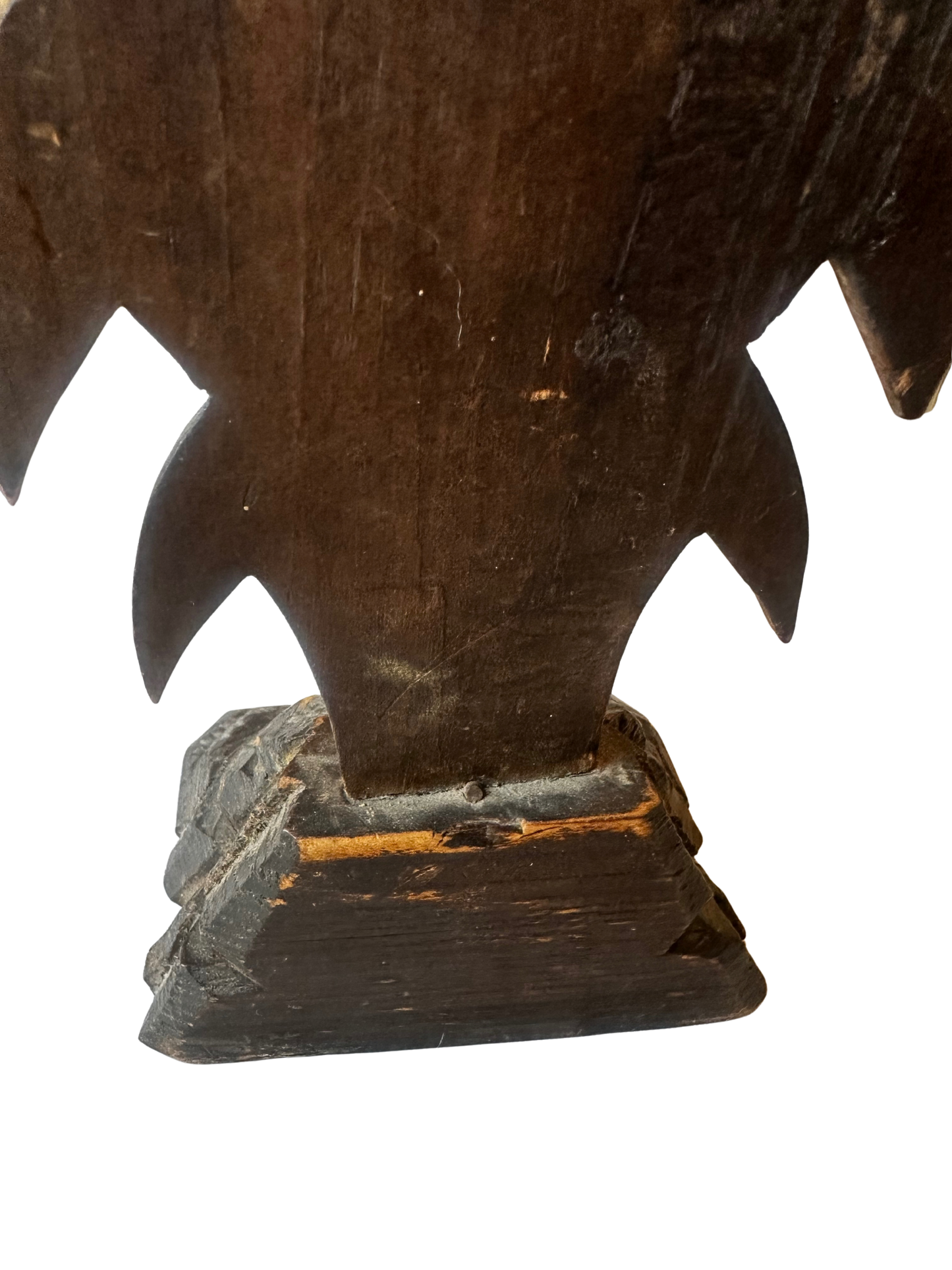 Black Forest–Style Carved Wooden Crucifix with Silverplate Corpus