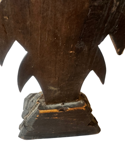 Black Forest–Style Carved Wooden Crucifix with Silverplate Corpus