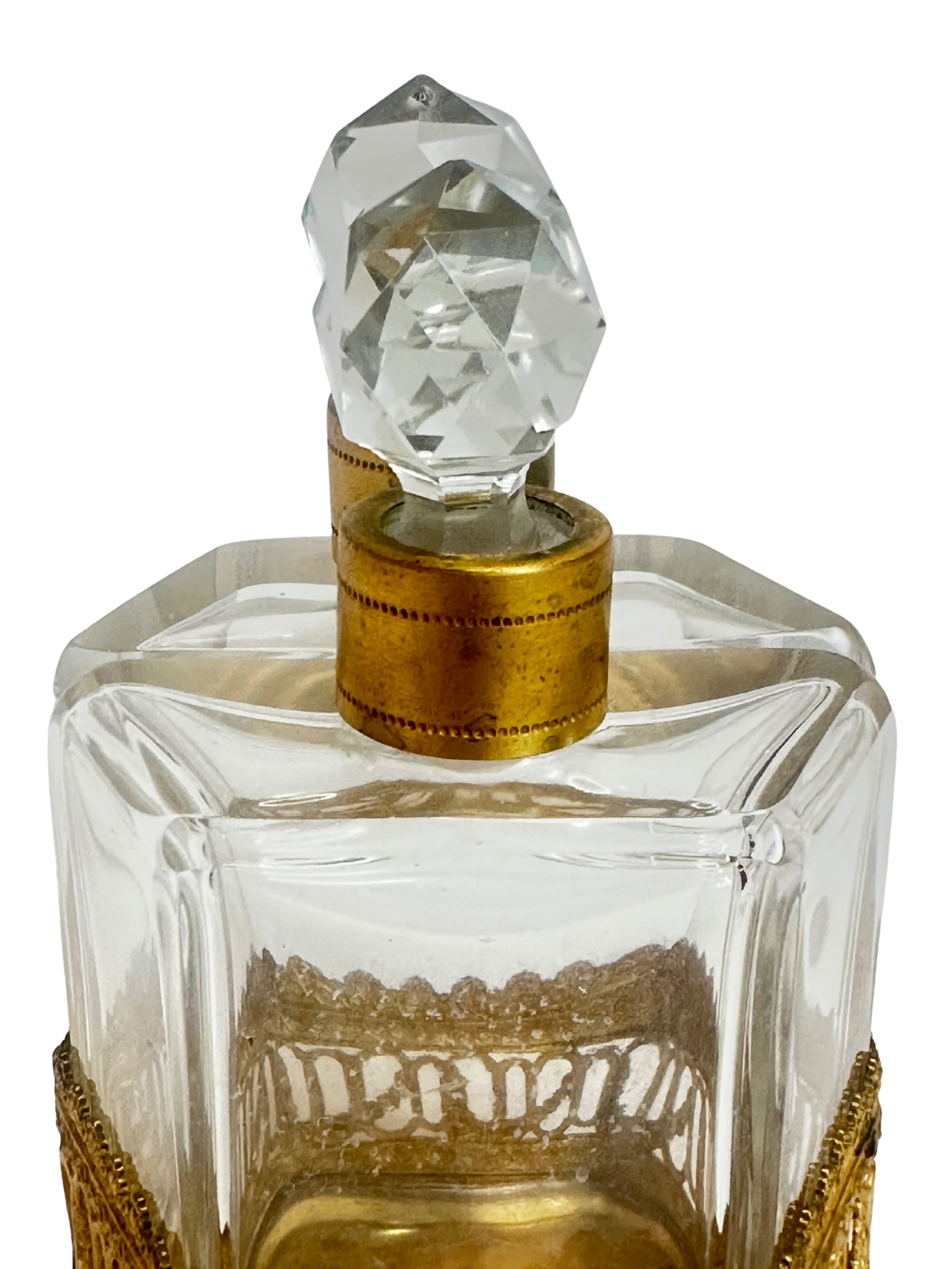 French Gilt-Mounted Double Perfume Bottle Set in Architectural Holder