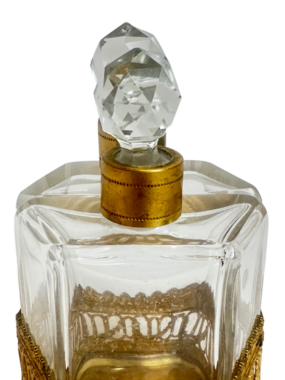 French Gilt-Mounted Double Perfume Bottle Set in Architectural Holder