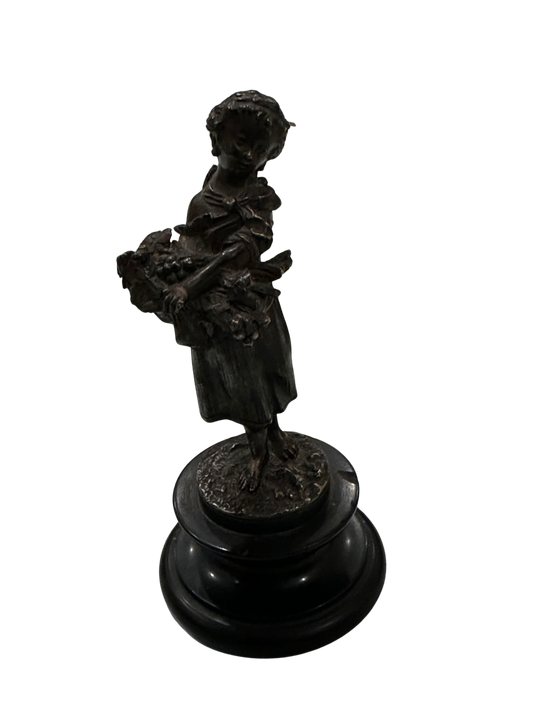Late 19th C French Bronze Statue of a Young Girl