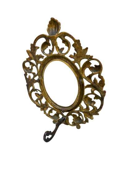Ornate Gilt Metal (Brass/Bronze) Rococo Revival Easel Frame with Shell Crest