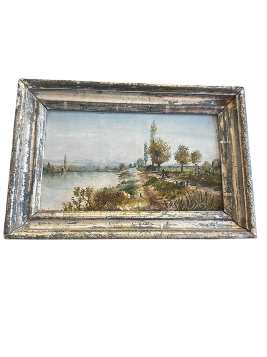 19th C Oil on Board Landscape Signed A. Coulanges